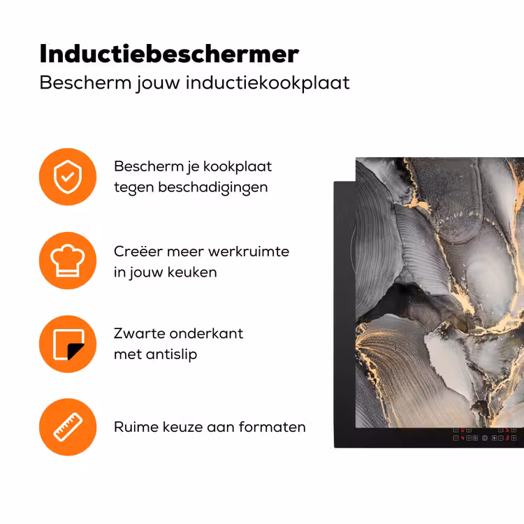 Geologisch Goud op Marmer Inductie beschermer vinyl 3mm klein -zzzzzzz-td-ups