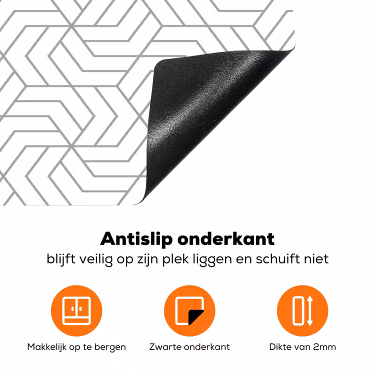 Geometrie - Lijn - Zwart - Wit - Patroon Inductie beschermer vinyl 3mm klein 276 -zzzzzzz-td-onderkant
