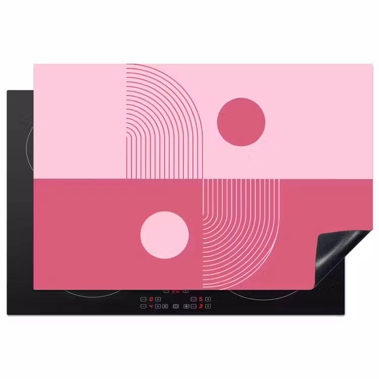 Geometrie - Patroon - Abstract - Roze - Modern Inductie beschermer vinyl 3mm klein -3d