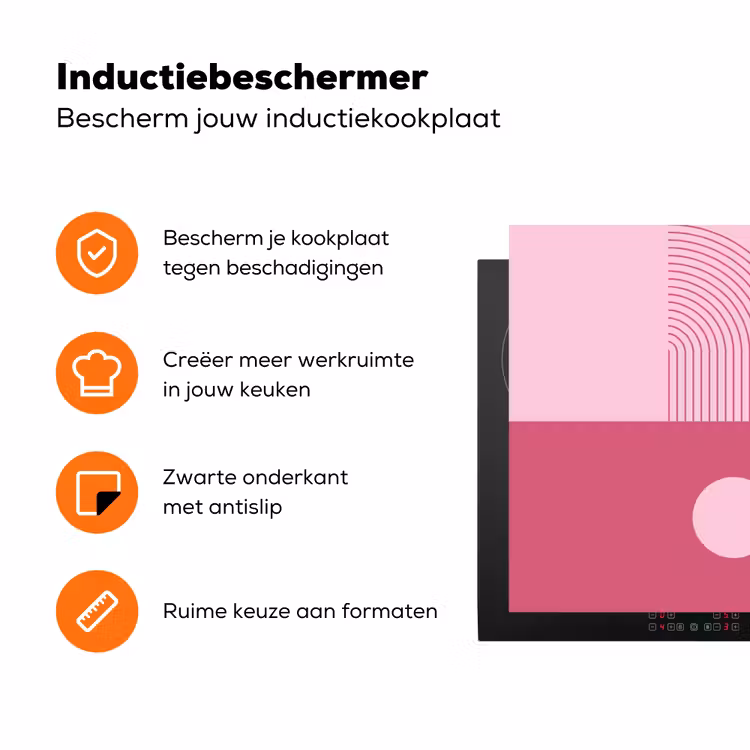 Geometrie - Patroon - Abstract - Roze - Modern Inductie beschermer vinyl 3mm klein -zzzzzzz-td-ups