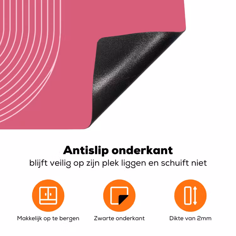 Geometrie - Patroon - Abstract - Roze - Modern Inductie beschermer vinyl 3mm klein -zzzzzzz-td-onderkant