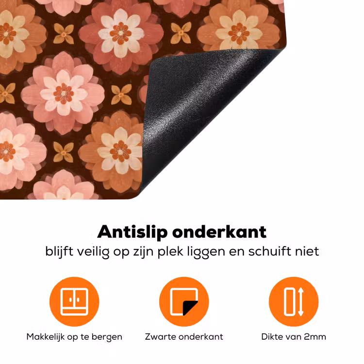 Geometrisch - Bloemen - Kleurrijk Inductie beschermer vinyl 3mm klein 276 -zzzzzzz-td-onderkant