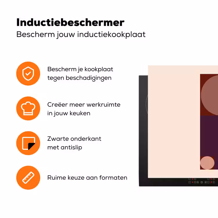 Geometrisch - Cirkels - Rood Inductie beschermer vinyl 3mm klein -zzzzzzz-td-ups