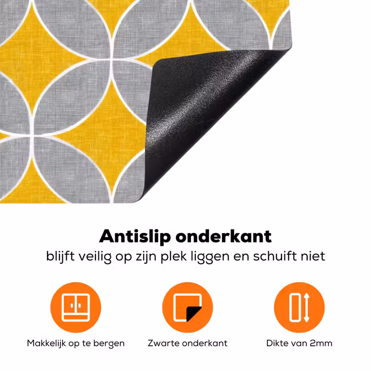 Geometrisch - Cirkels - Textuur - Grijs - Geel Inductie beschermer vinyl 3mm klein 276 -zzzzzzz-td-onderkant