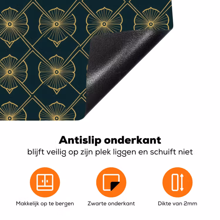 Geometrisch - Elegant - Groen Inductie beschermer vinyl 3mm klein 276 -zzzzzzz-td-onderkant