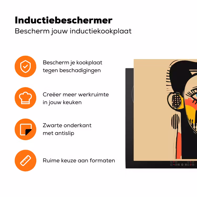 Geometrisch - Felle kleuren - Kubistische stijl Inductie beschermer vinyl 3mm klein -zzzzzzz-td-ups