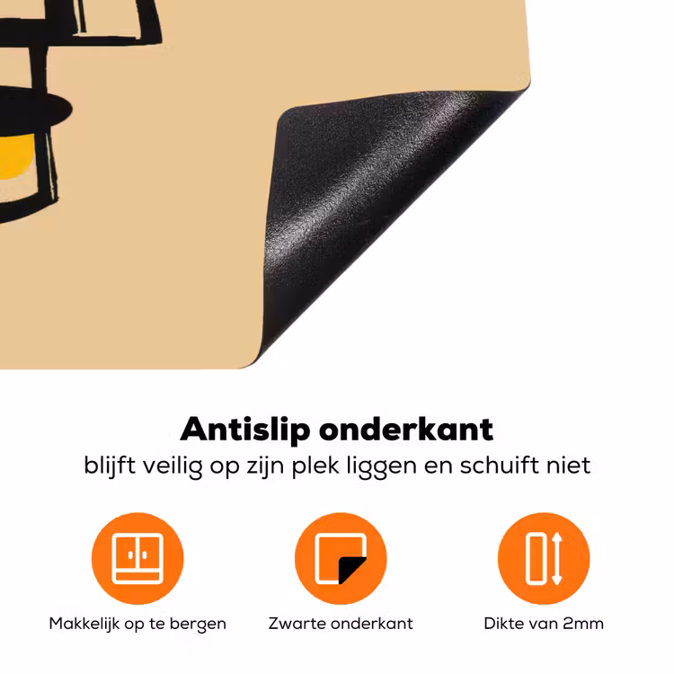Geometrisch - Felle kleuren - Kubistische stijl Inductie beschermer vinyl 3mm klein -zzzzzzz-td-onderkant