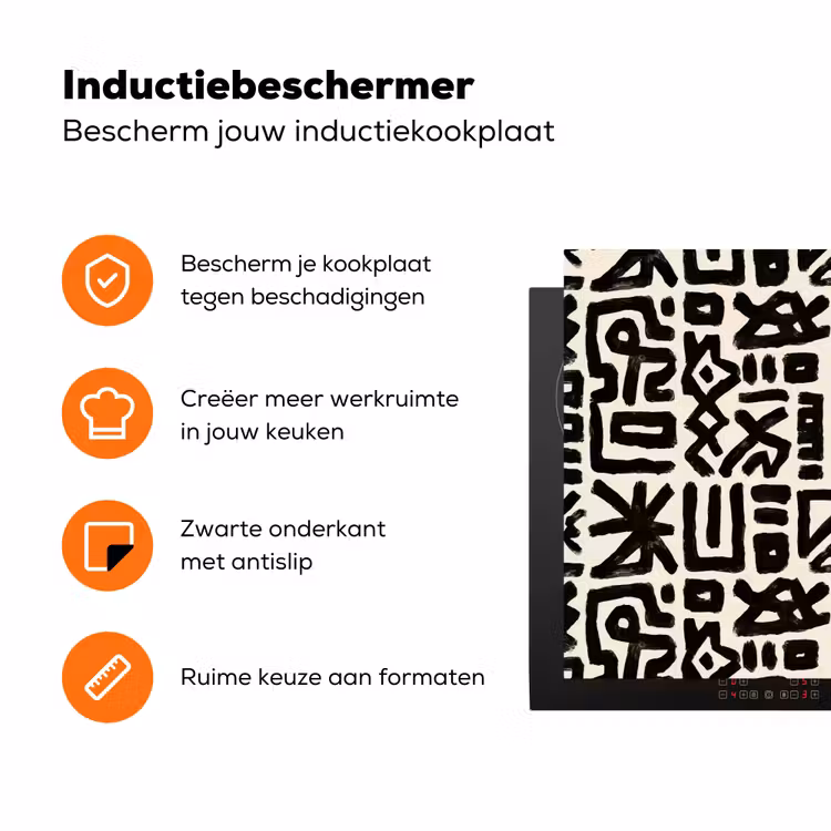 Geometrisch - Figuren - Zwart Inductie beschermer vinyl 3mm klein 276 -zzzzzzz-td-ups