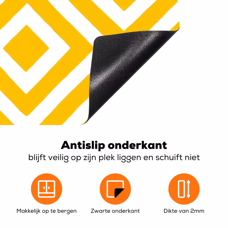 Geometrisch - Lijnen - Modern - Geel - Wit Inductie beschermer vinyl 3mm klein 276 -zzzzzzz-td-onderkant