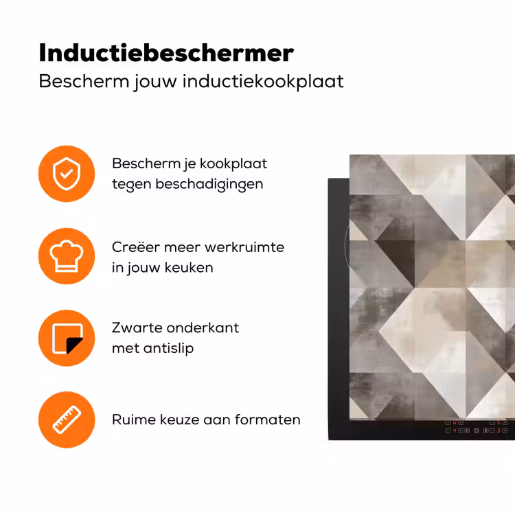 Geometrisch - Motief - Aardetinten Inductie beschermer vinyl 3mm klein 276 -zzzzzzz-td-ups