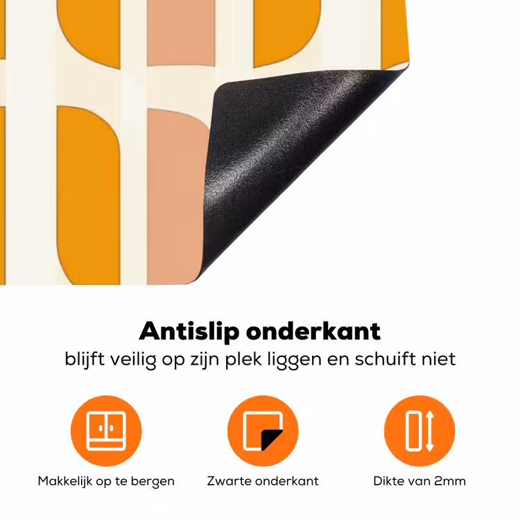 Geometrisch - Patroon - Geel - Roze Inductie beschermer vinyl 3mm klein 276 -zzzzzzz-td-onderkant