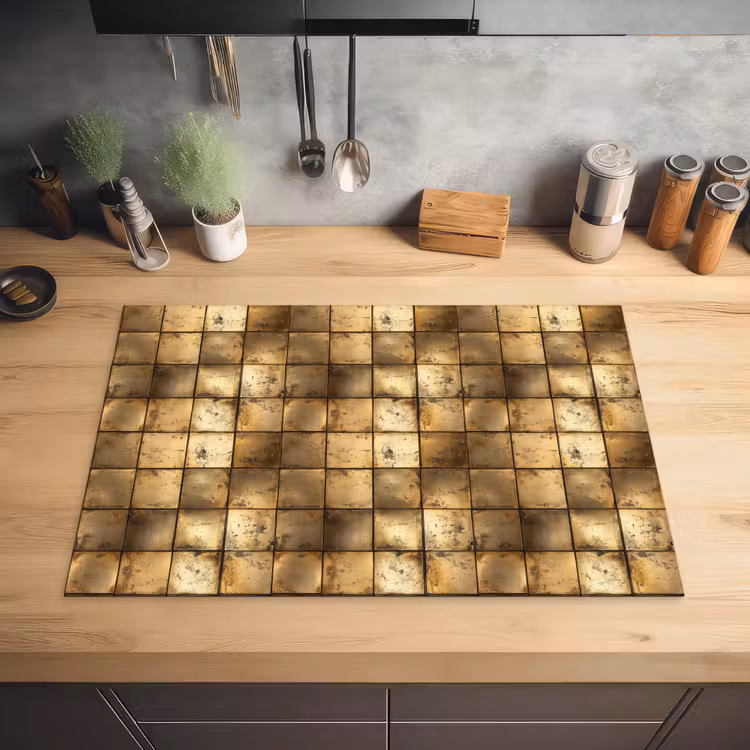 Geometrisch - Tegels - Goud Inductie beschermer vinyl 3mm klein 276 -sfeer5