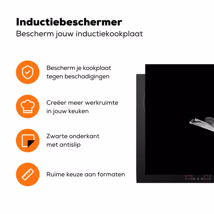 Geranium - Zwart - Wit Inductie beschermer vinyl 3mm klein -zzzzzzz-td-ups