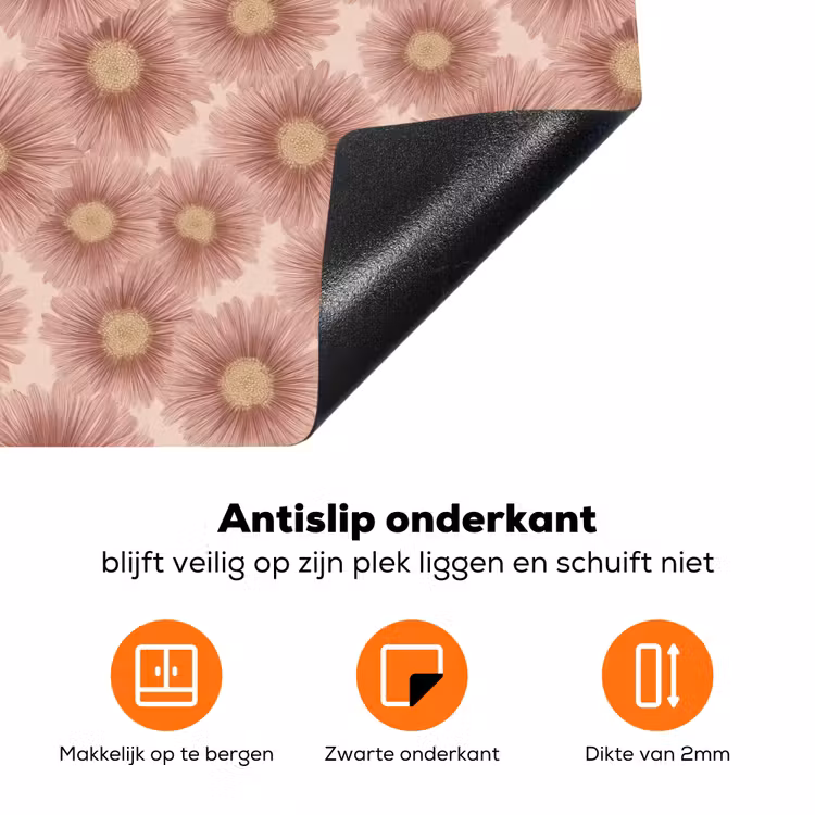 Gerbera - Bloemen - Roze Inductie beschermer vinyl 3mm klein 276 -zzzzzzz-td-onderkant