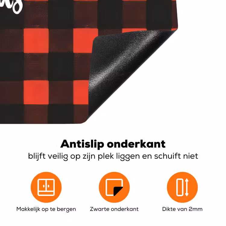 Geruit - Rood - Tekst - Christmas Inductie beschermer vinyl 3mm klein -zzzzzzz-td-onderkant