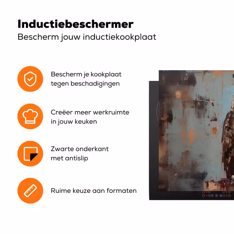Geschilderd - Abstract - Uil - Bruin Inductie beschermer vinyl 3mm klein -zzzzzzz-td-ups