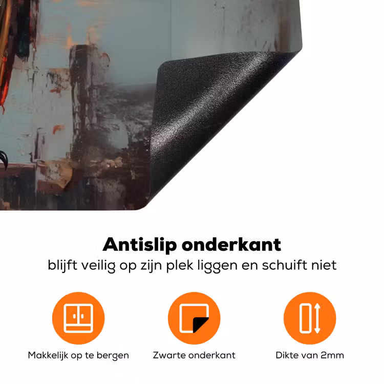 Geschilderd - Abstract - Uil - Bruin Inductie beschermer vinyl 3mm klein -zzzzzzz-td-onderkant