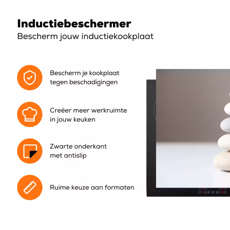 Gestapelde - Stenen - Grijs Inductie beschermer vinyl 3mm klein -zzzzzzz-td-ups