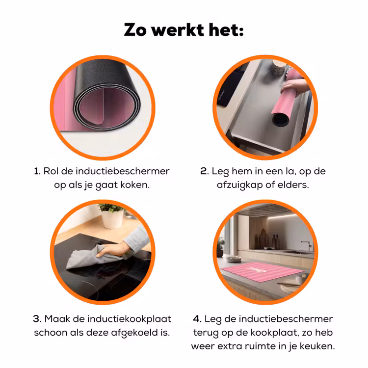 Gestreept - Roze - Chéri Inductie beschermer vinyl 3mm klein -zzzzzzz-td-werking