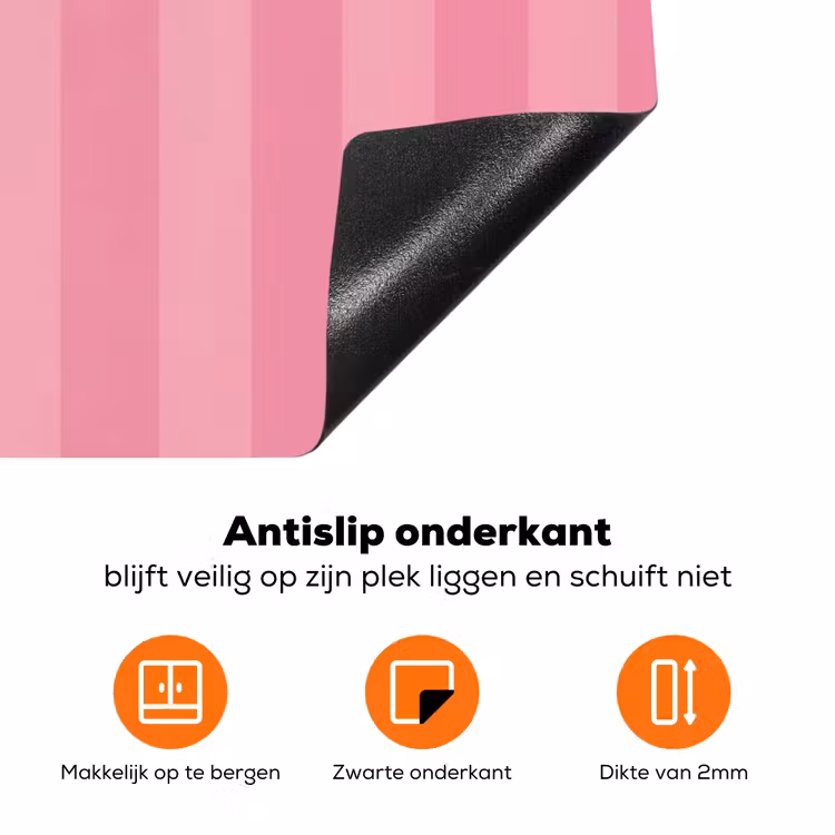 Gestreept - Roze - Chéri Inductie beschermer vinyl 3mm klein -zzzzzzz-td-onderkant