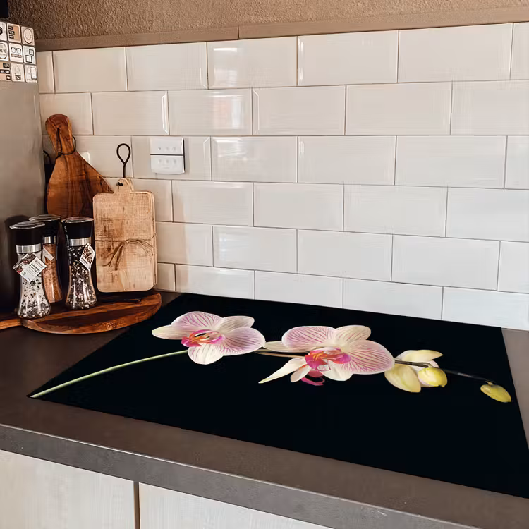 Getekende Schoonheid van Orchideeën Inductie beschermer vinyl 3mm klein -sfeer3