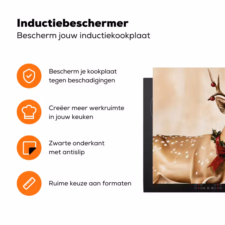 Gewei - Kerst - Rendier - Rood Inductie beschermer vinyl 3mm klein -zzzzzzz-td-ups