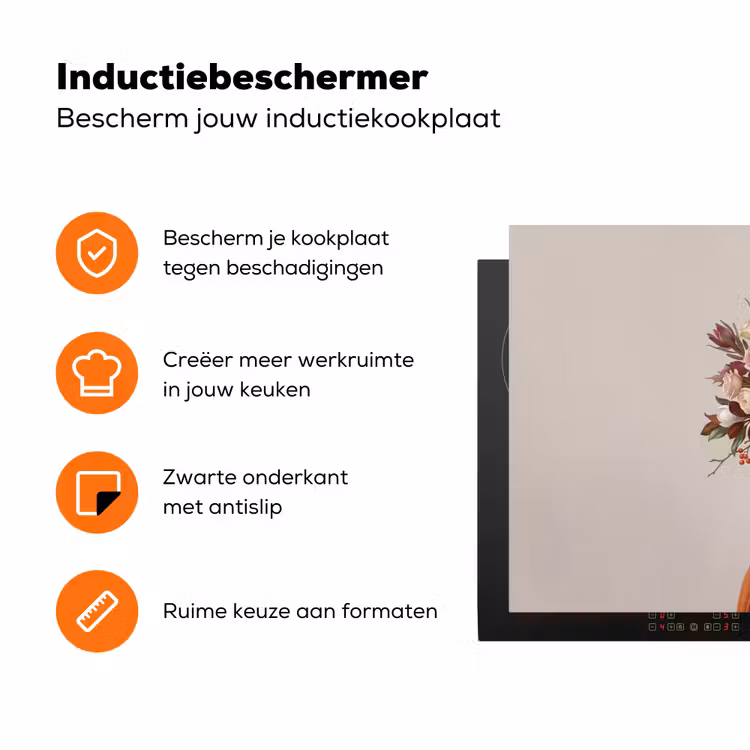 Gezicht - Boeket - Kleurrijk Inductie beschermer vinyl 3mm klein -zzzzzzz-td-ups