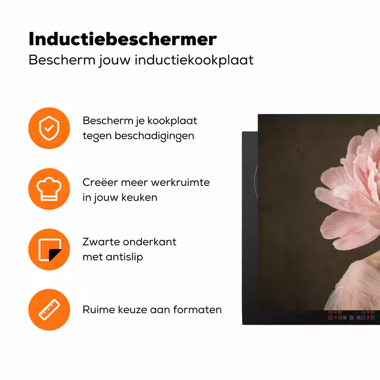 Gezicht - Roos - Roze Inductie beschermer vinyl 3mm klein -zzzzzzz-td-ups