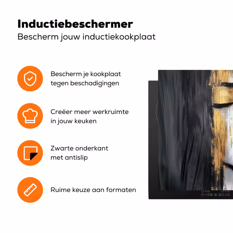Gezicht - Vrouw - Penseelstreken - Abstract Inductie beschermer vinyl 3mm klein -zzzzzzz-td-ups