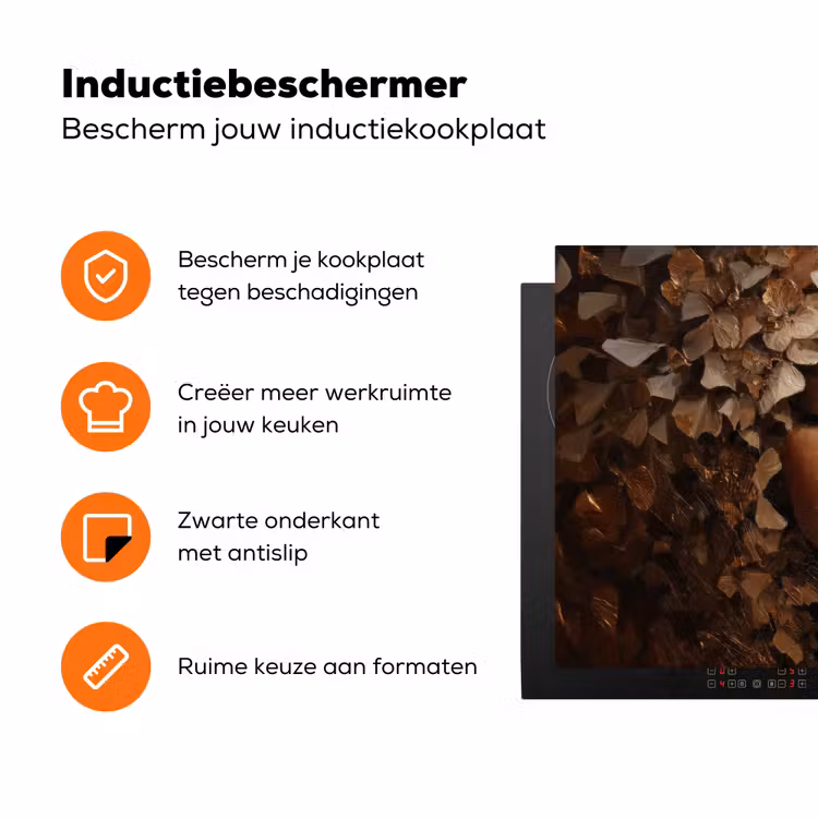 Gezicht - Vrouwe - Bladeren - Penseelstreken Inductie beschermer vinyl 3mm klein -zzzzzzz-td-ups
