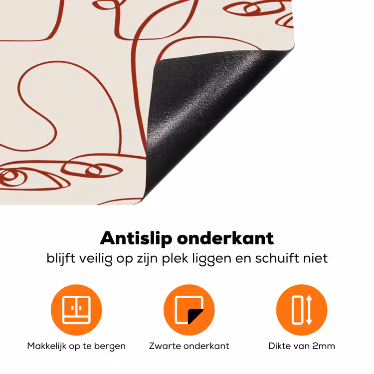 Gezichten - Abstract - Rood - Beige Inductie beschermer vinyl 3mm klein 276 -zzzzzzz-td-onderkant