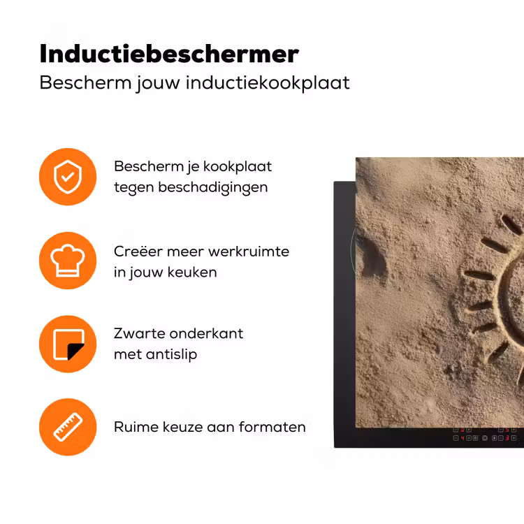 Gezichtje - Zon - Zand - Getekend Inductie beschermer vinyl 3mm klein -zzzzzzz-td-ups