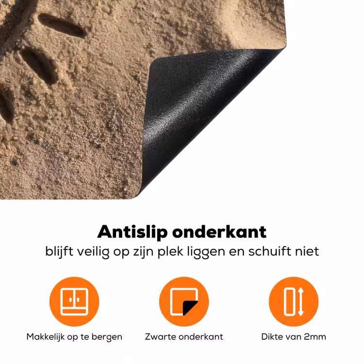 Gezichtje - Zon - Zand - Getekend Inductie beschermer vinyl 3mm klein -zzzzzzz-td-onderkant