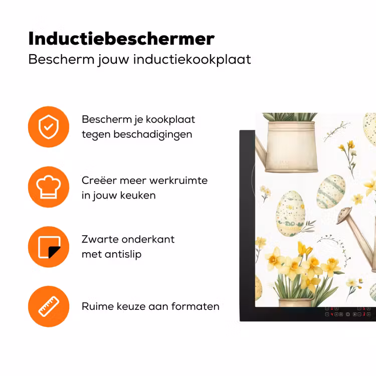 Gieter - Bloemen - Eieren Inductie beschermer vinyl 3mm klein -zzzzzzz-td-ups