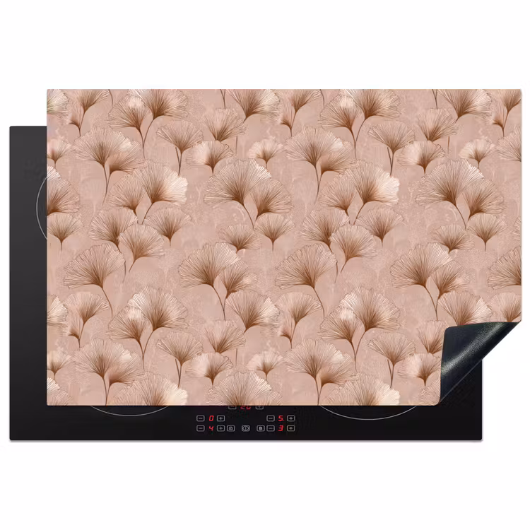 Ginkgo - Patroon - Roze Inductie beschermer vinyl 3mm klein 276 -3d