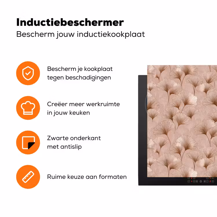 Ginkgo - Patroon - Roze Inductie beschermer vinyl 3mm klein 276 -zzzzzzz-td-ups