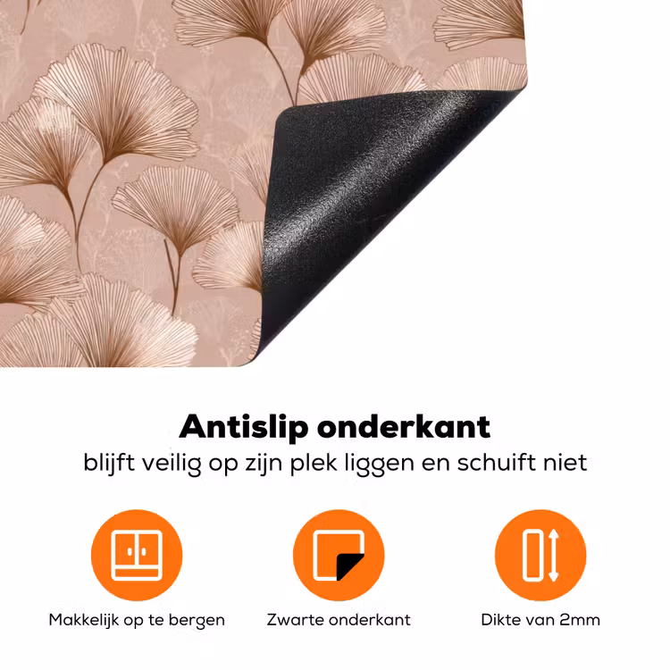 Ginkgo - Patroon - Roze Inductie beschermer vinyl 3mm klein 276 -zzzzzzz-td-onderkant