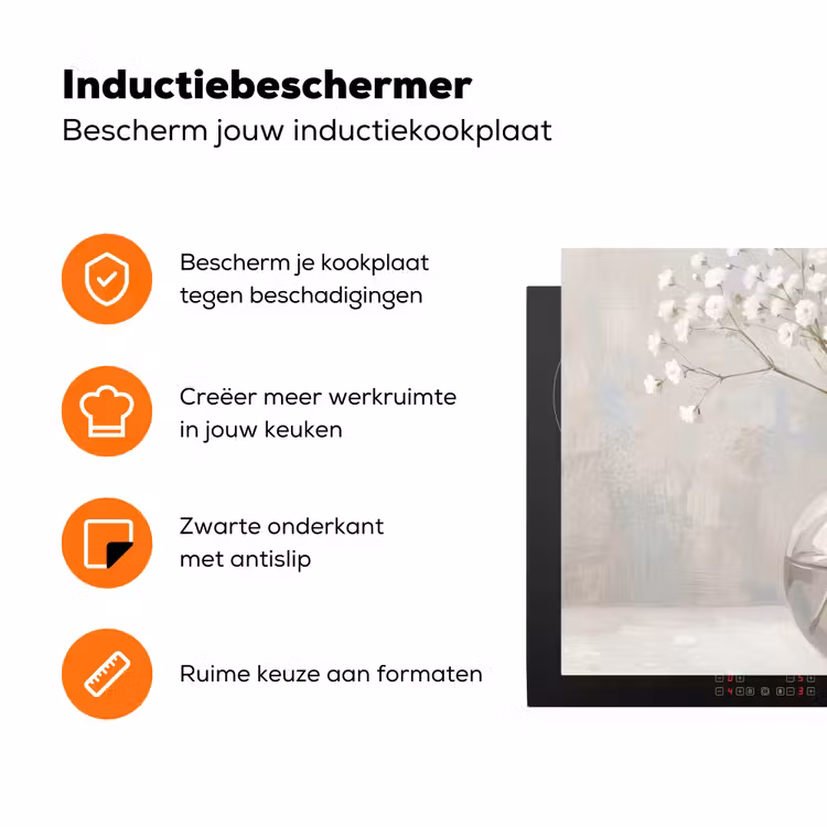 Gipskruid - Vaas - Wit Inductie beschermer vinyl 3mm klein -zzzzzzz-td-ups