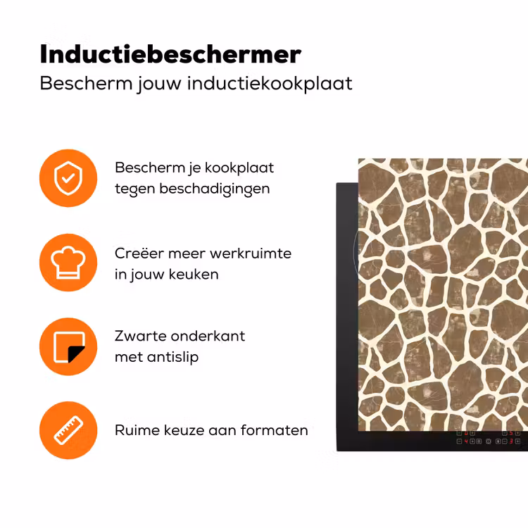 Giraf - Klassiek - Bruin Inductie beschermer vinyl 3mm klein 276 -zzzzzzz-td-ups
