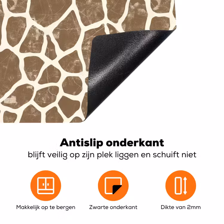 Giraf - Klassiek - Bruin Inductie beschermer vinyl 3mm klein 276 -zzzzzzz-td-onderkant