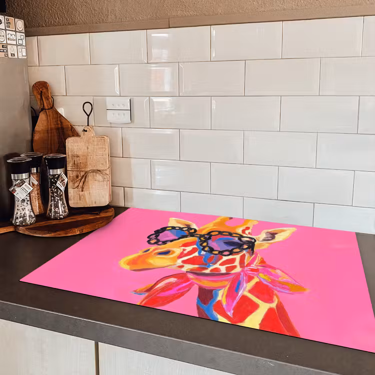 Giraf - Roze - Bril - Sjaal Inductie beschermer vinyl 3mm klein -sfeer3