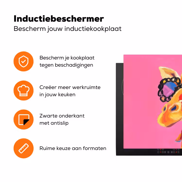 Giraf - Roze - Bril - Sjaal Inductie beschermer vinyl 3mm klein -zzzzzzz-td-ups