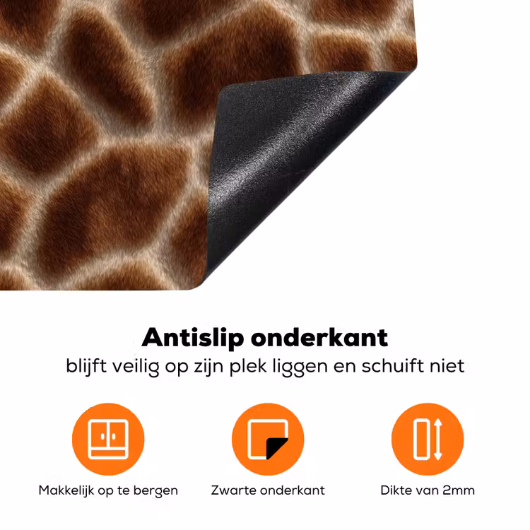 Giraf - Vacht - Bruin Inductie beschermer vinyl 3mm klein 276 -zzzzzzz-td-onderkant