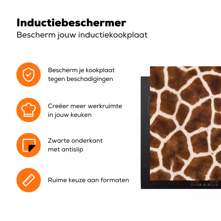 Giraf - Vacht - Klassiek - Bruin Inductie beschermer vinyl 3mm klein -zzzzzzz-td-ups