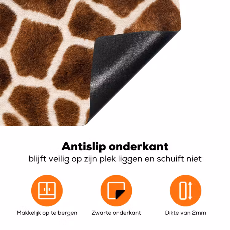 Giraf - Vacht - Klassiek - Bruin Inductie beschermer vinyl 3mm klein -zzzzzzz-td-onderkant