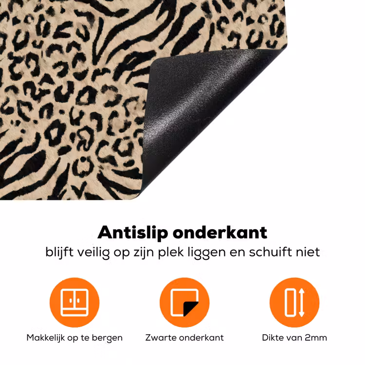 Giraf - Zebra - Motief - Bruin Inductie beschermer vinyl 3mm klein 276 -zzzzzzz-td-onderkant