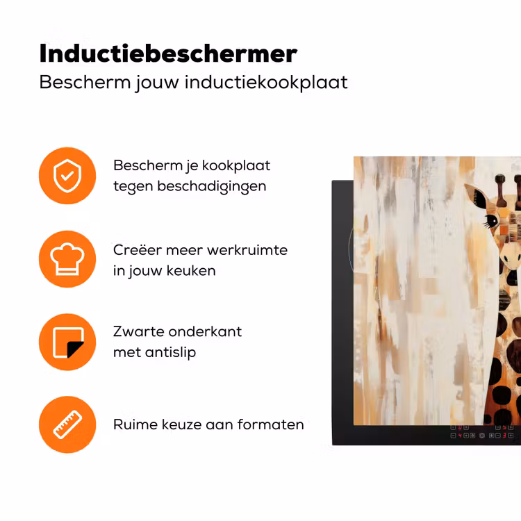 Giraffen - Cartoon - Crème Inductie beschermer vinyl 3mm klein -zzzzzzz-td-ups