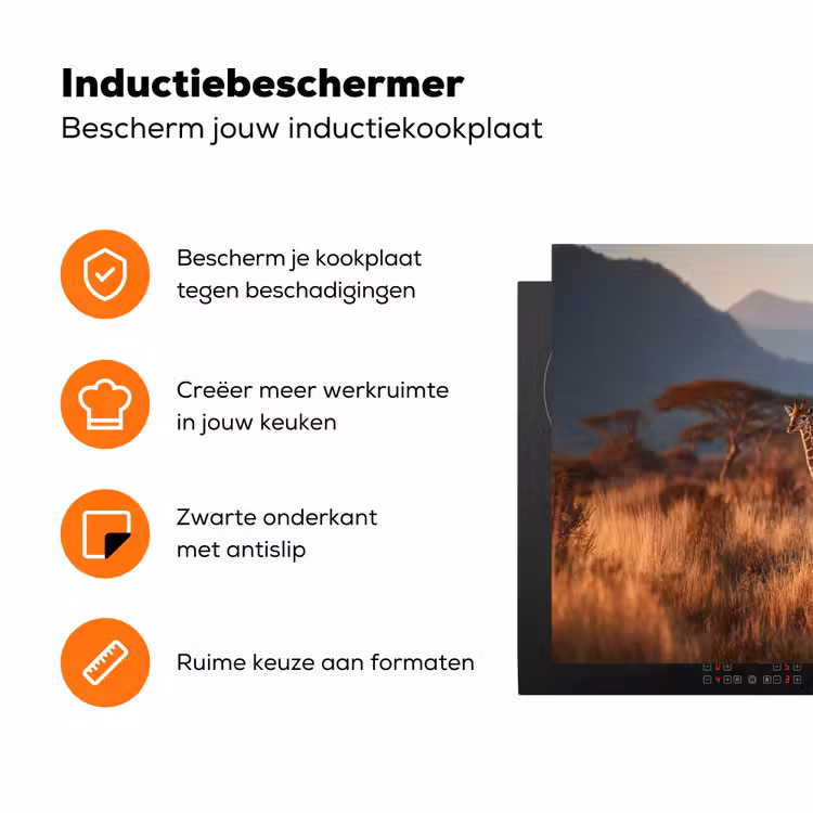 Giraffen - Hoog gras - Acaciabomen Inductie beschermer vinyl 3mm klein -zzzzzzz-td-ups