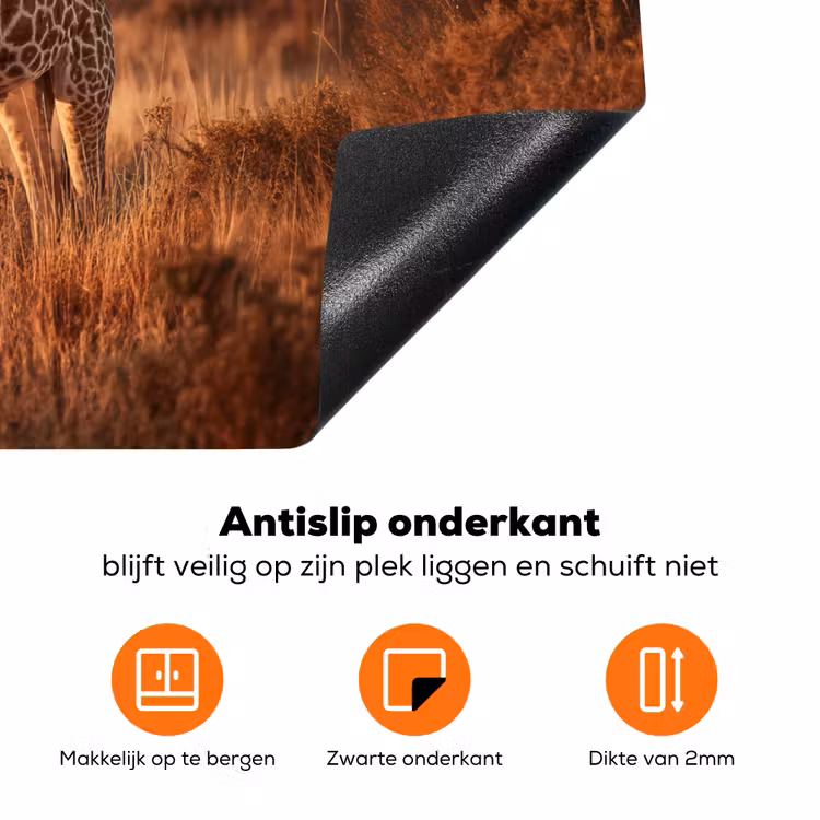 Giraffen - Hoog gras - Acaciabomen Inductie beschermer vinyl 3mm klein -zzzzzzz-td-onderkant