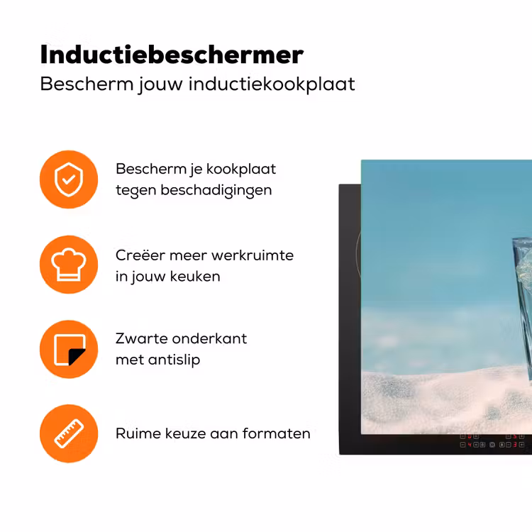 Glas - ijsblokjes - Citroen Inductie beschermer vinyl 3mm klein -zzzzzzz-td-ups